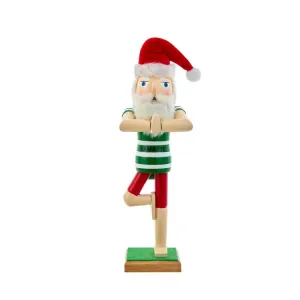 15" Wooden Yoga Santa Nutcracker