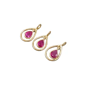 18k Gold Natural Ruby Charm Pendant