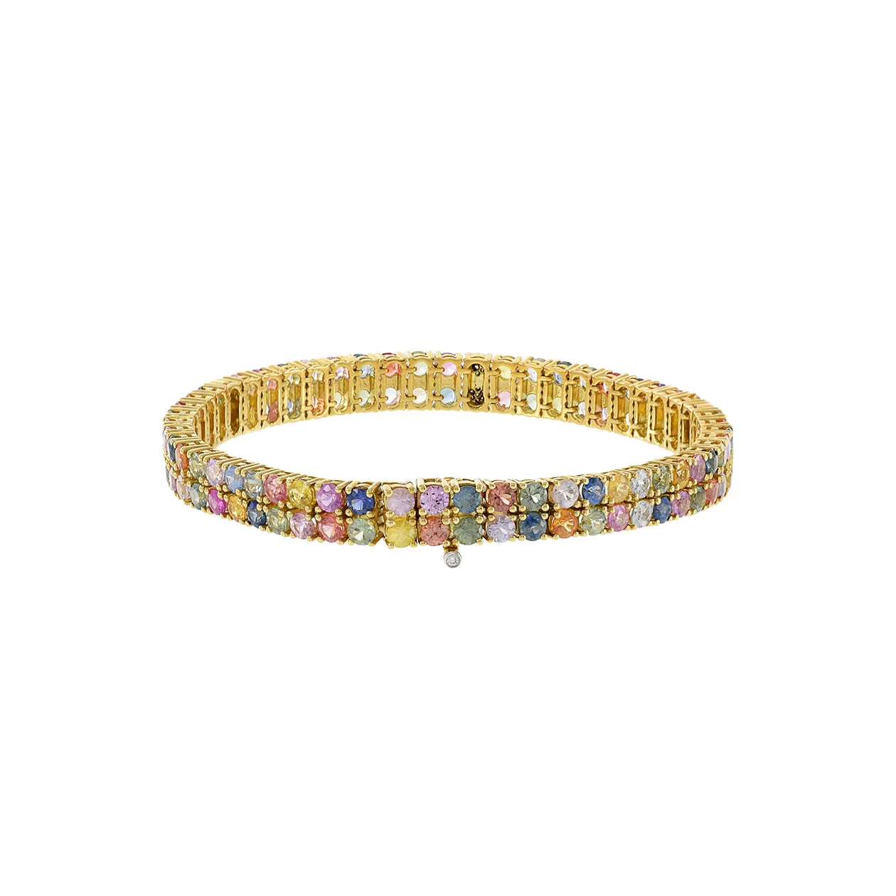 18KT Yellow Gold Multi Colored Sapphire and Diamond Bracelet