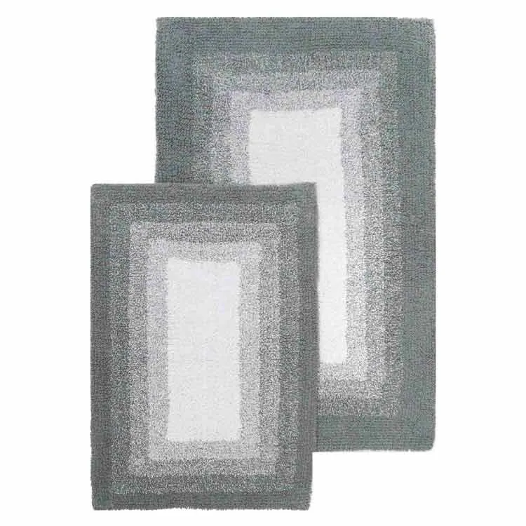 21" x 34" & 17" x 24" Whitney Ombre Reversible Hi Rise Gray Two-Piece Bath Rug Set