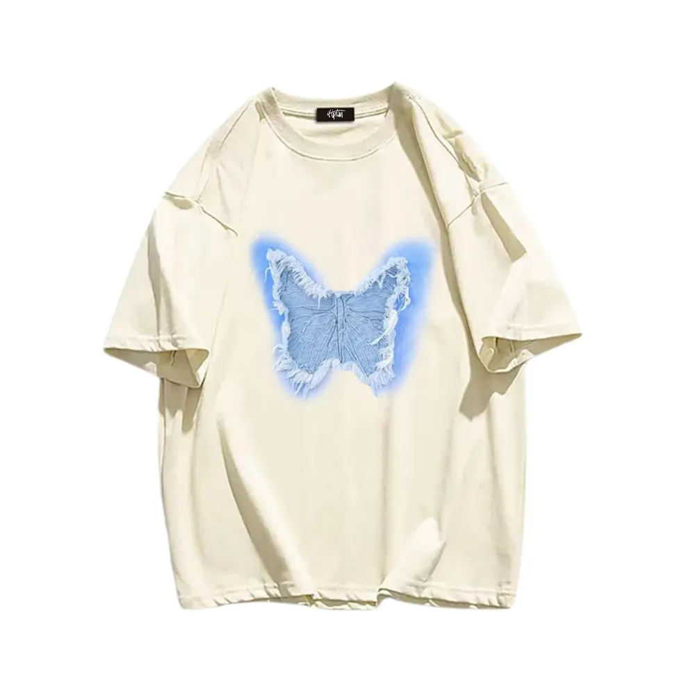 “3D Blue Denim Butterfly” T-shirt