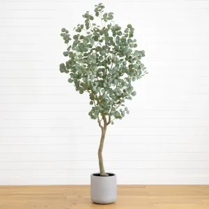 7.5' Faux Eucalyptus Tree | Realistic Indoor Greenery – Ed's Plant Shop