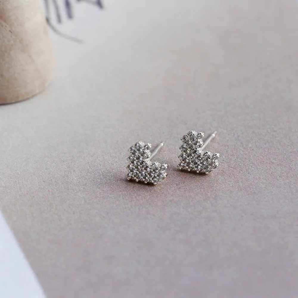 925 Sterling Silver Stud Earrings Charm Jewelry - Simple  Heart-shaped  - MD327