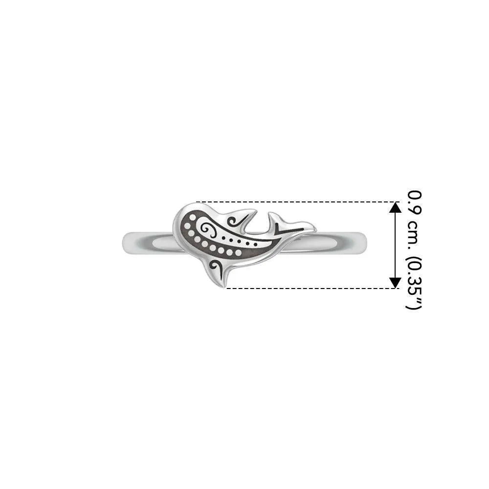 Aboriginal Whale Shark Small Silver Ring by DiveSilver TRI2516