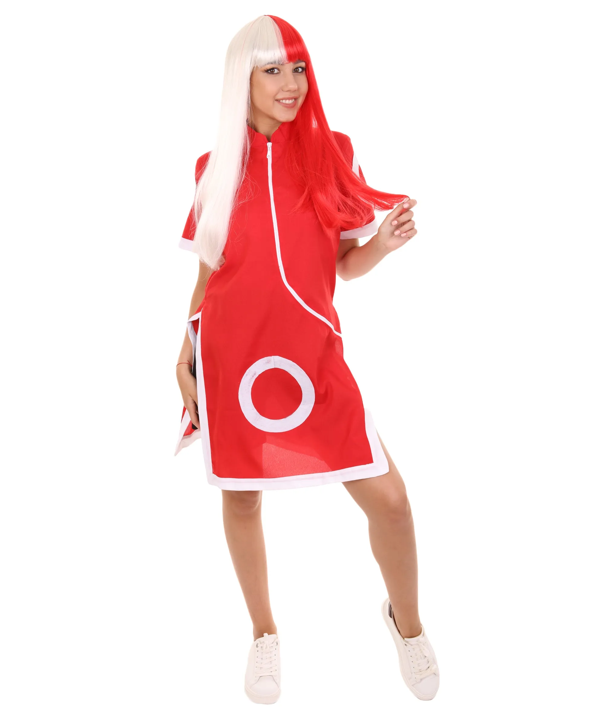 Adult Women's Ninja Anime Costume | Red & White Cosplay Costume