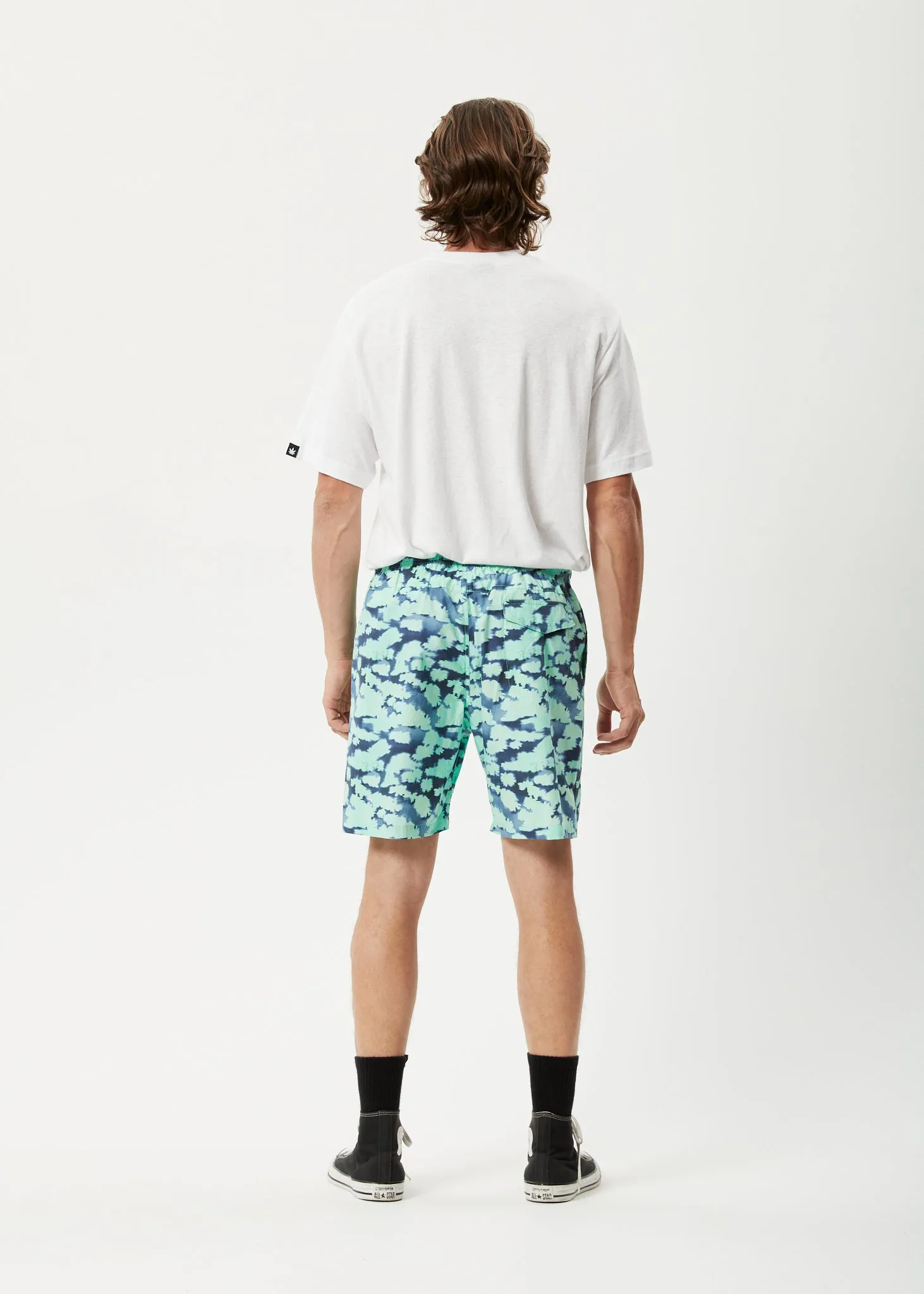 AFENDS Mens Baywatch Liquid - Elastic Waist Shorts - Jade Floral