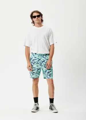 AFENDS Mens Baywatch Liquid - Elastic Waist Shorts - Jade Floral