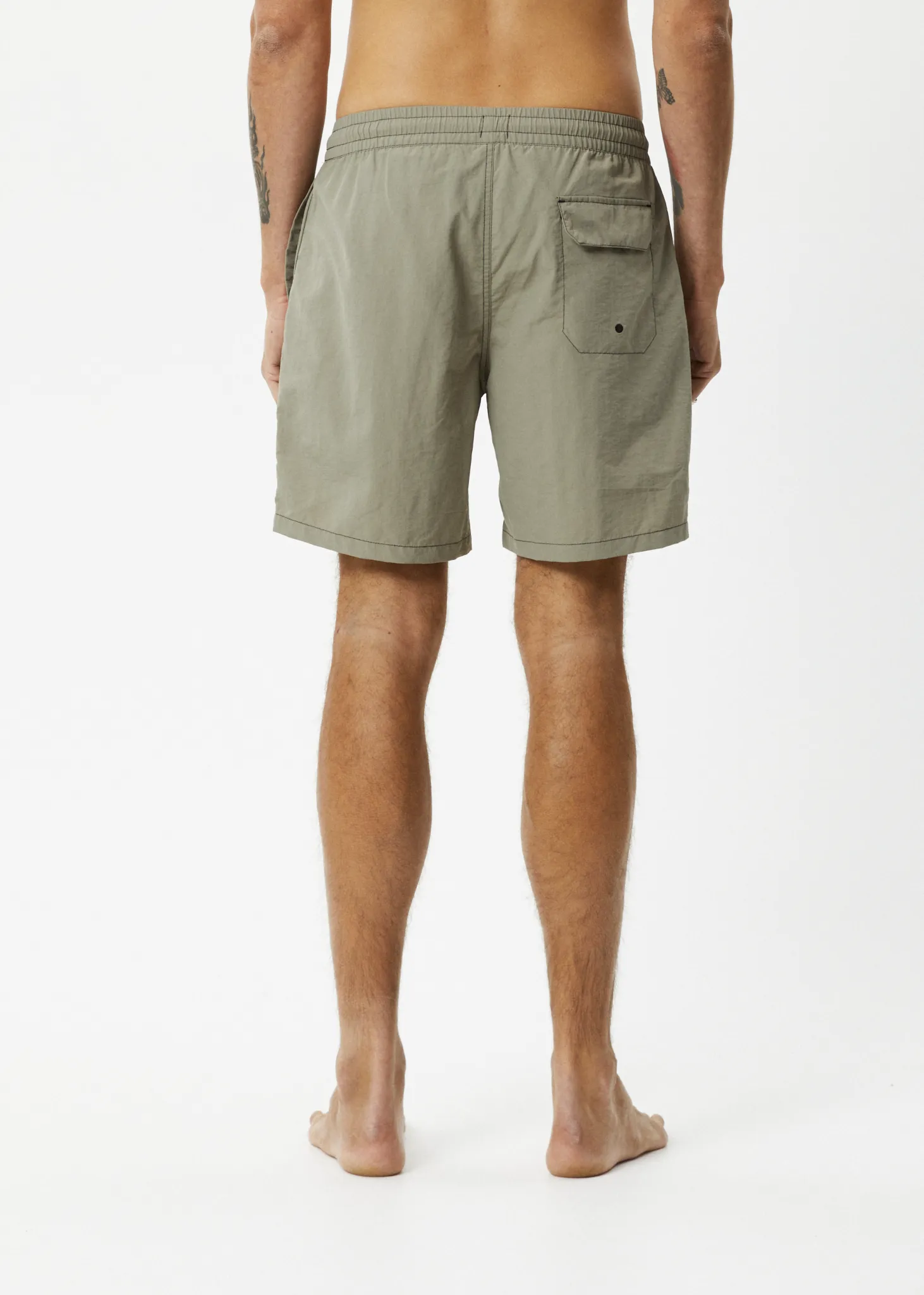 AFENDS Mens Baywatch - Swim Shorts 18" - Olive