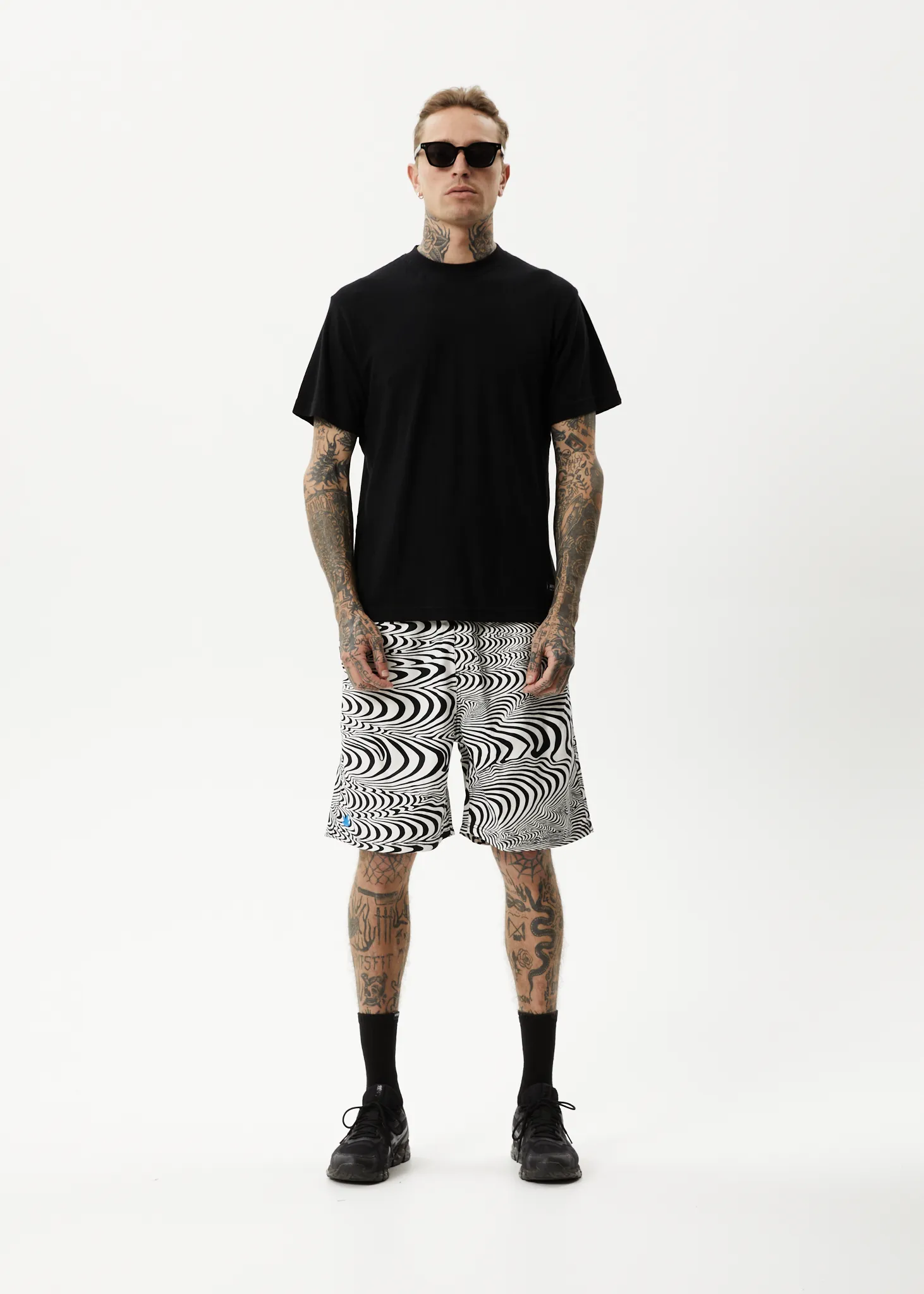 AFENDS Mens Broccoli - Elastic Waist Shorts - Black