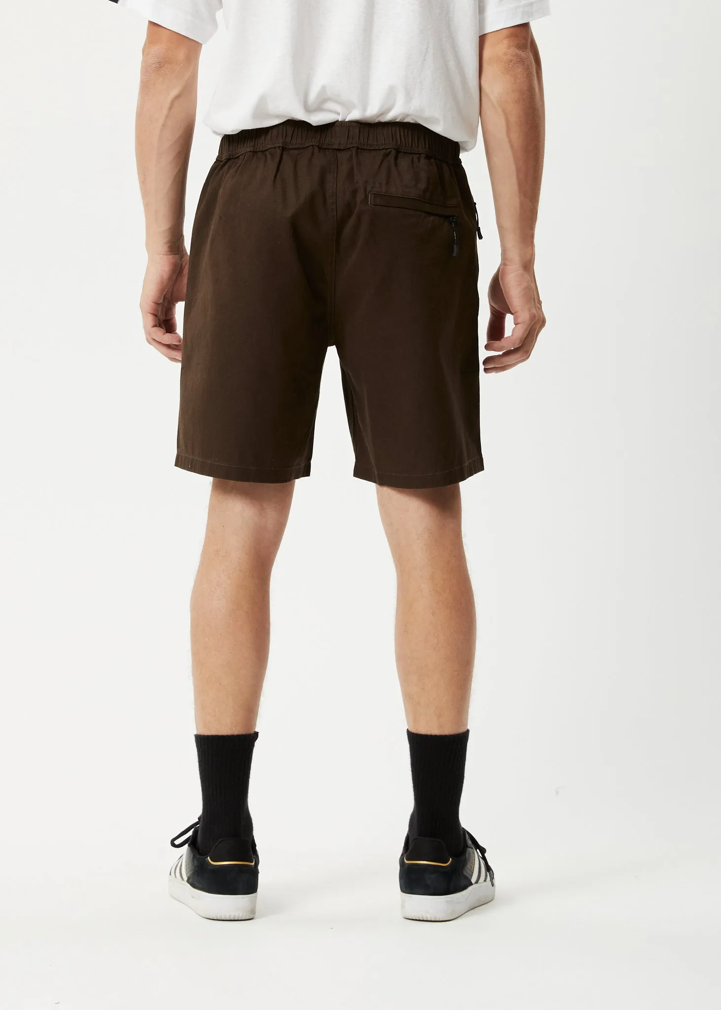 AFENDS Mens Cabal - Elastic Waist Shorts - Coffee