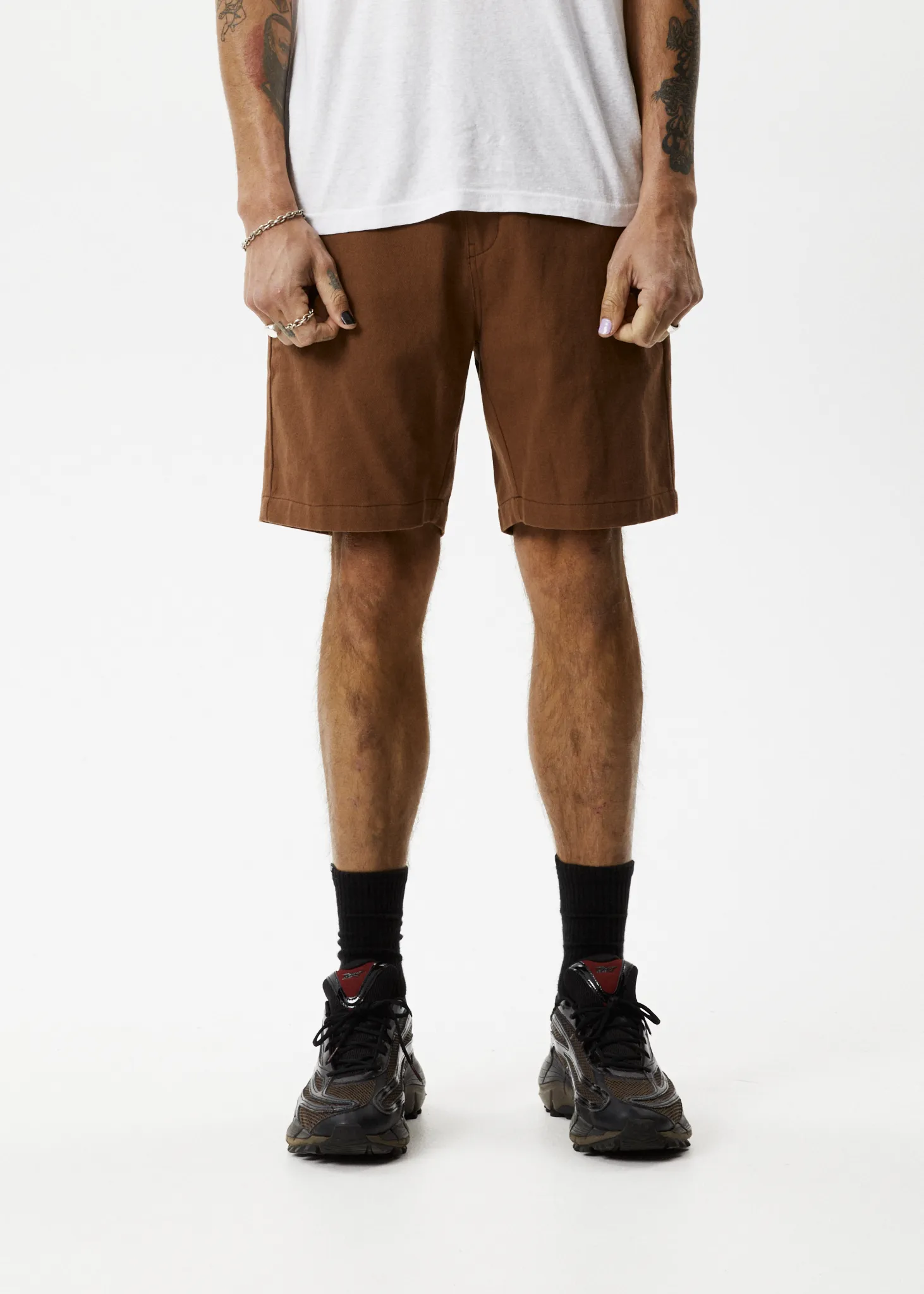 AFENDS Mens Ninety Twos - Fixed Waist Shorts 19" - Toffee