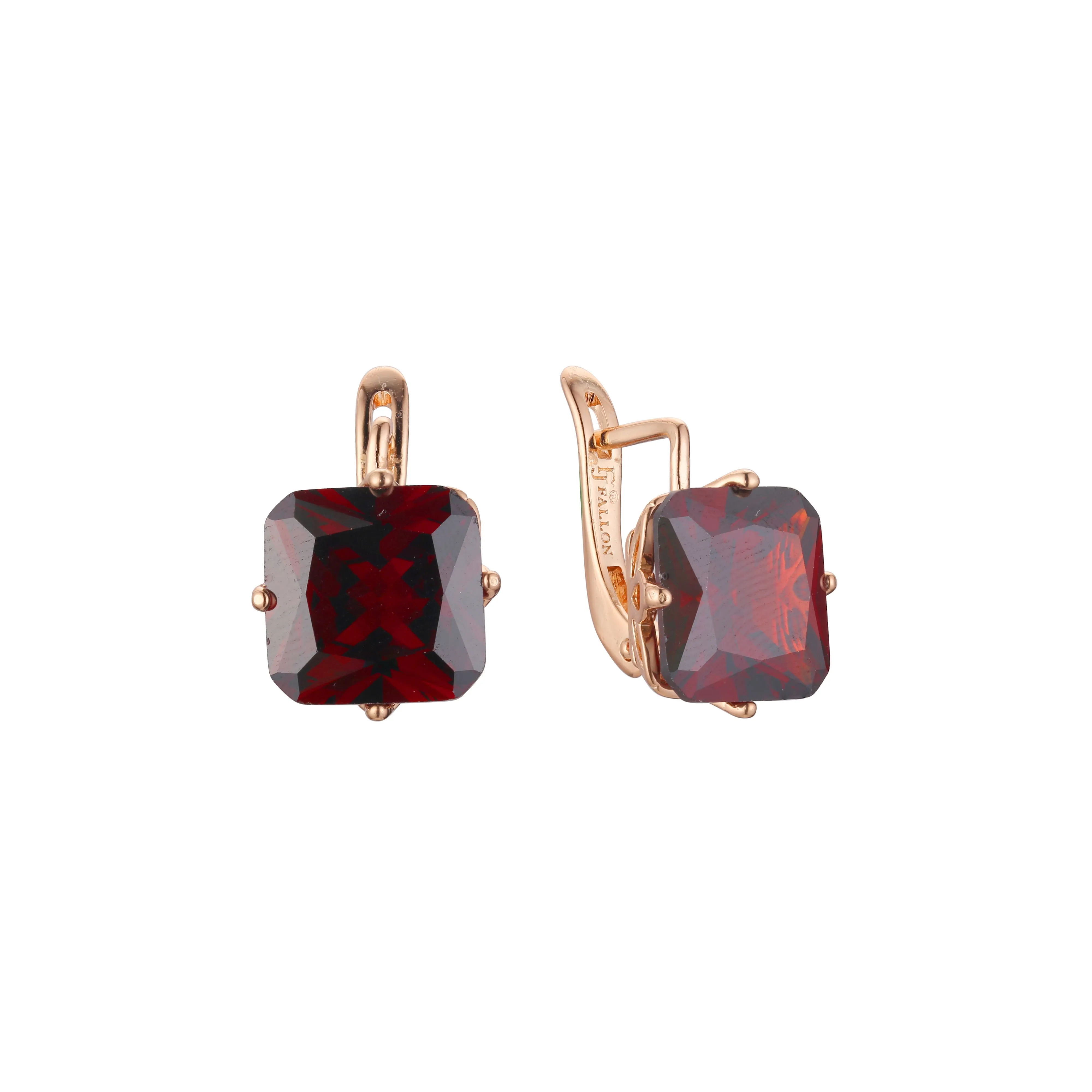 .Ashlee's Treasure - Big Solitaire emerald cut colorful cz 14K Gold, Rose Gold earrings