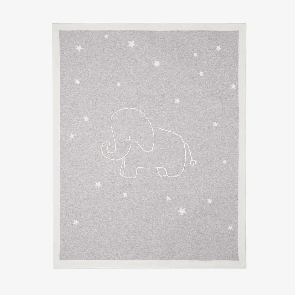 Baby Blanket | Elephant Embroidery- Grey | Elegant Baby