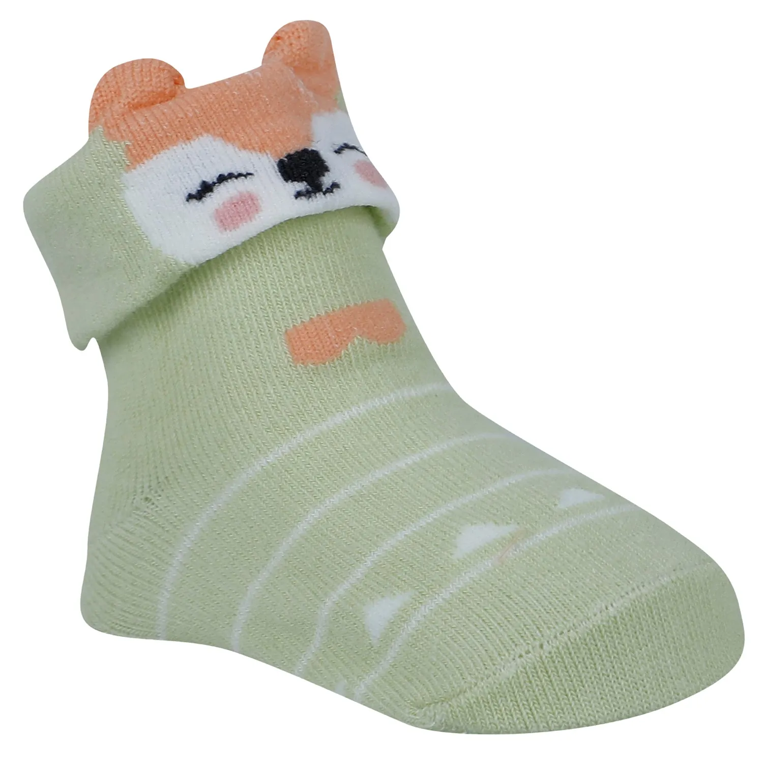 Baby Moo Fox 3D Anti-Skid Socks Booties Pack of 3 - Multicolour