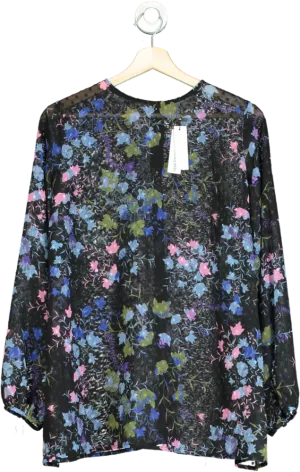 Bella Singleton Black Floral Print Blouse S