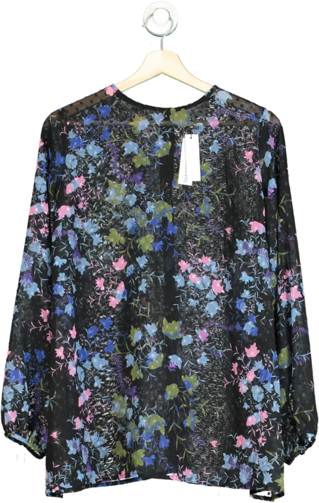 Bella Singleton Black Floral Print Blouse S