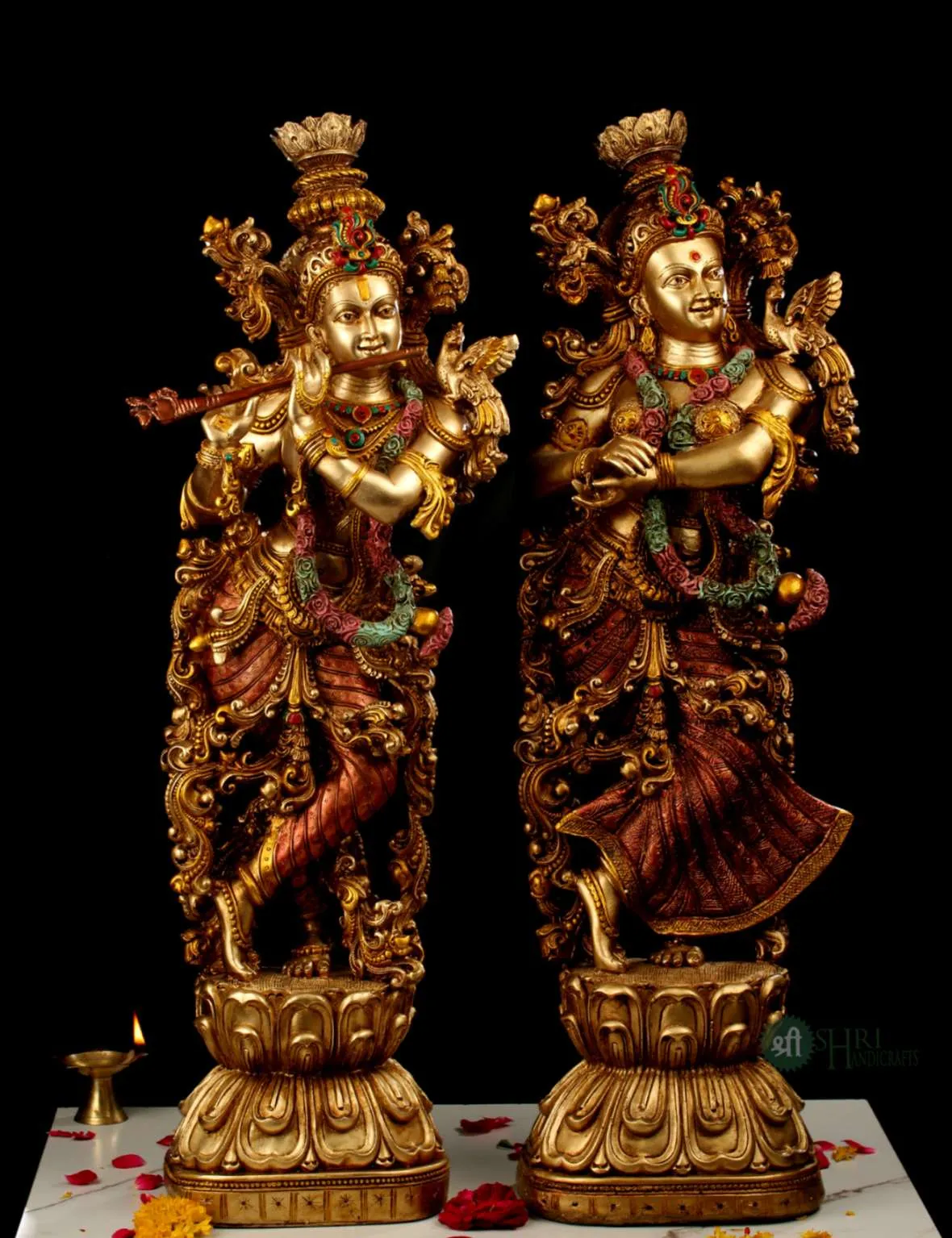 BIG RADHA KRISHNA PAIR STANDING FINE METAL FINISH