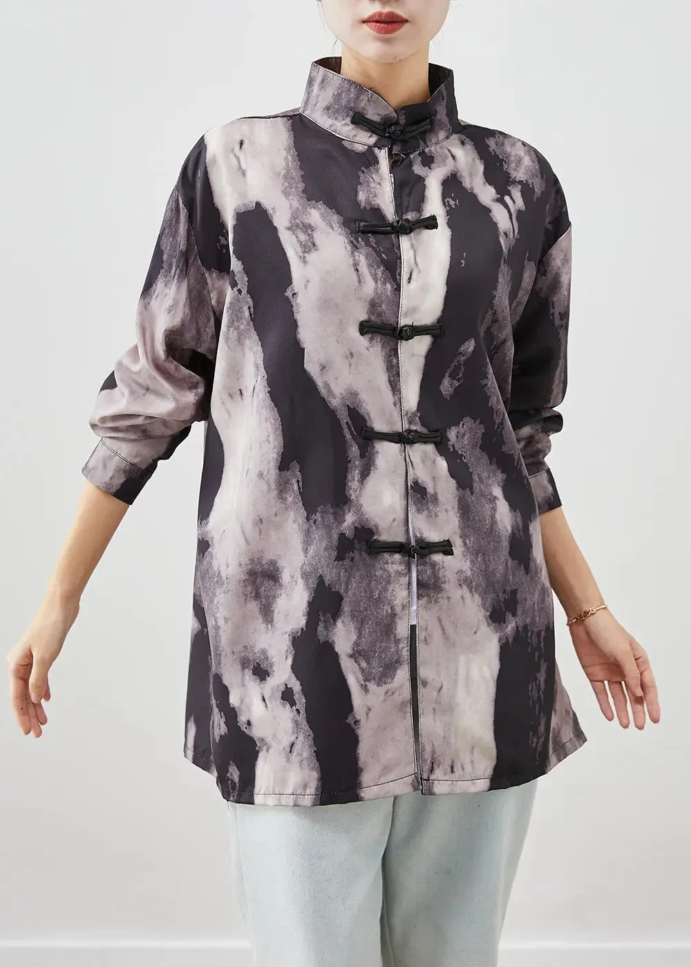 Black Oversized Tie Dye Spandex Shirts