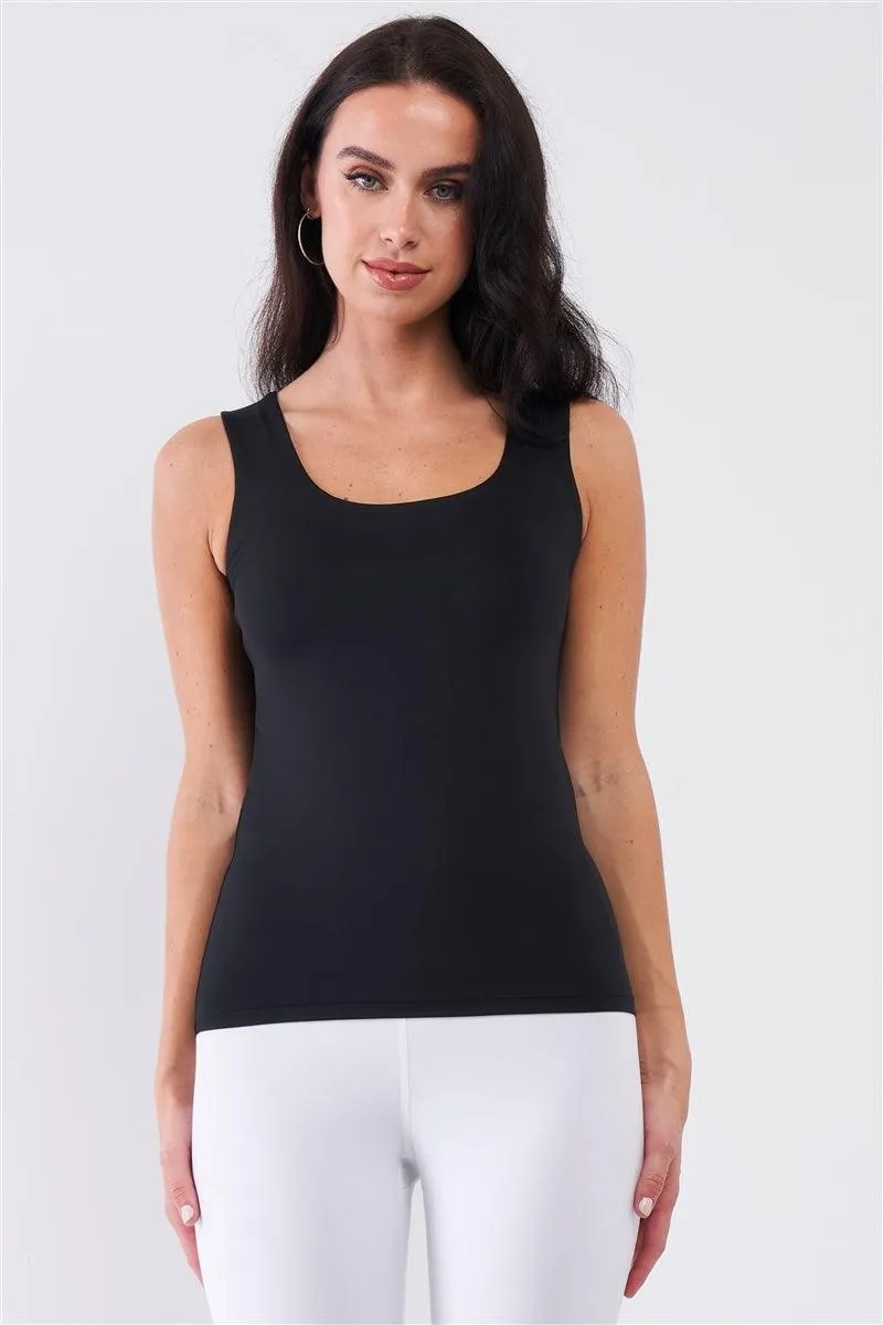 Black Seamless Sleeveless Round Neck Tank Top