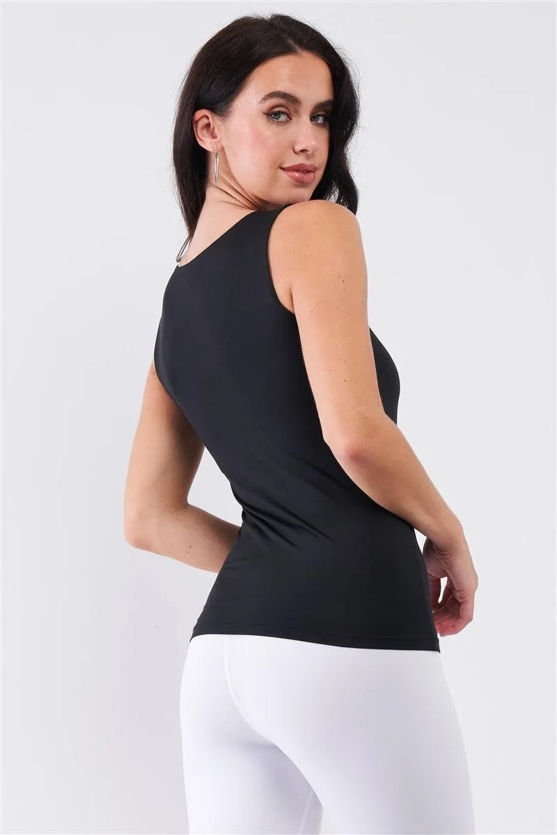 Black Seamless Sleeveless Round Neck Tank Top