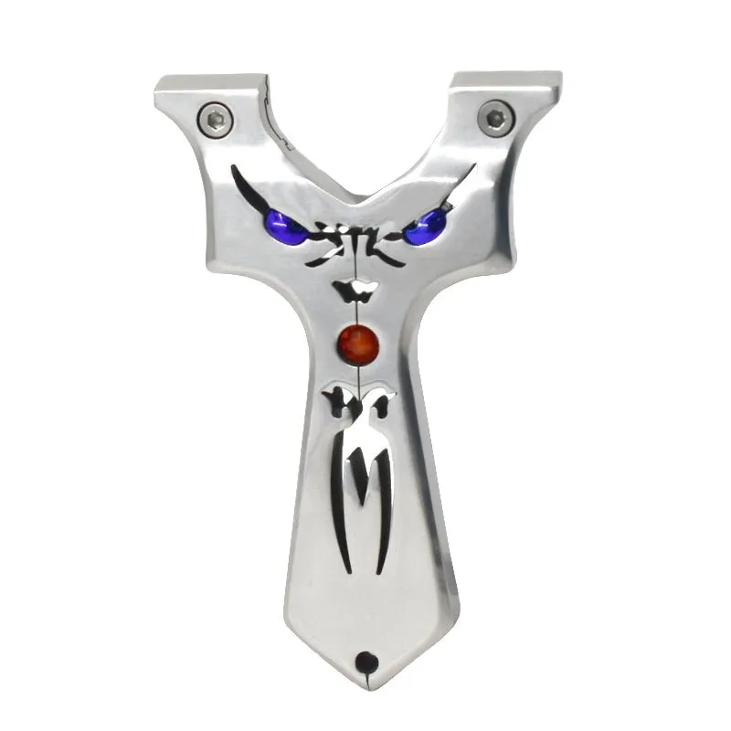 Blue Frowning Eyes Stainless Steel Slingshot