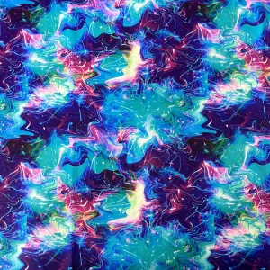 Blue Multicolor Laser Tie Dye Nylon Spandex Fabric