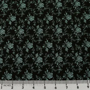 Blue Rose Vines Floral Cotton Print