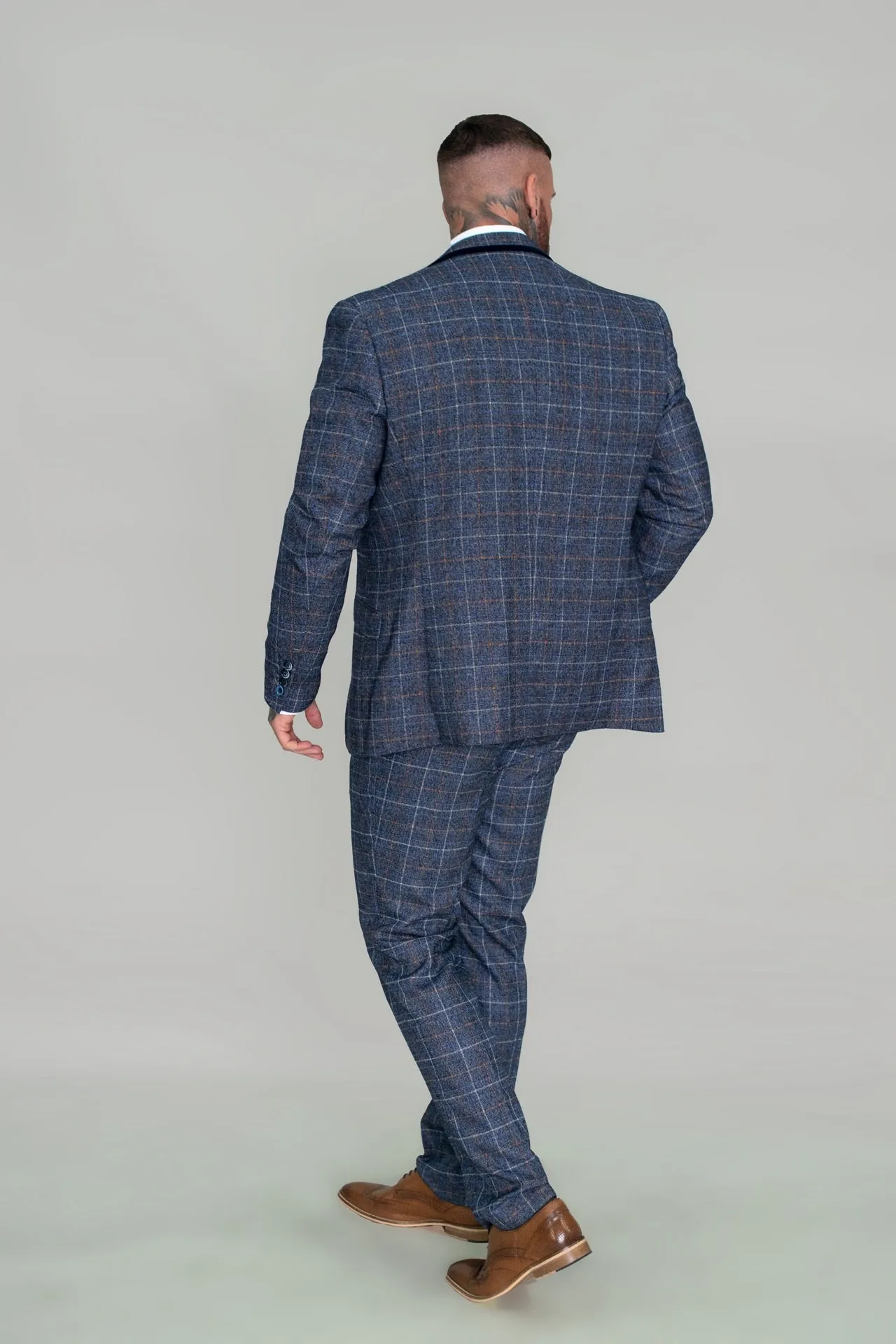 Bonita Blue Check Three Piece Suit