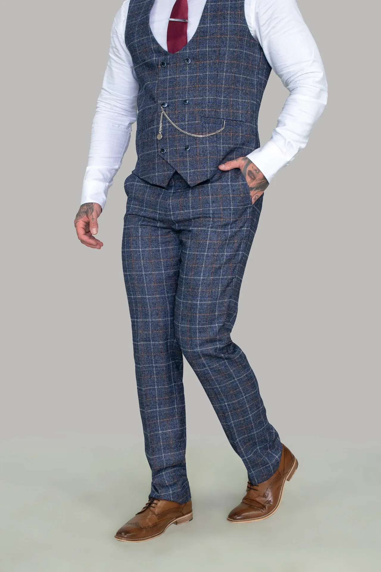 Bonita Blue Check Three Piece Suit