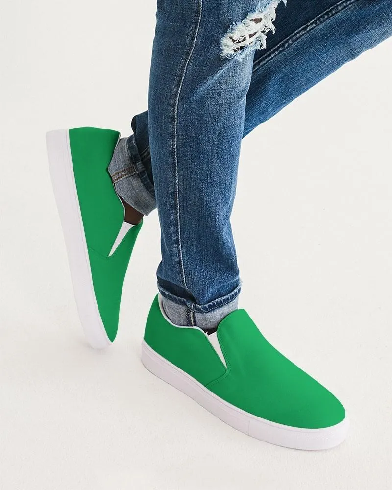 Bright Green Slip-On Canvas Sneakers | Men's | Bright Pure Green | C100M0Y100K0