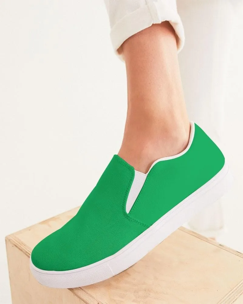 Bright Green Slip-On Canvas Sneakers | Women's | Bright Pure Green | C100M0Y100K0