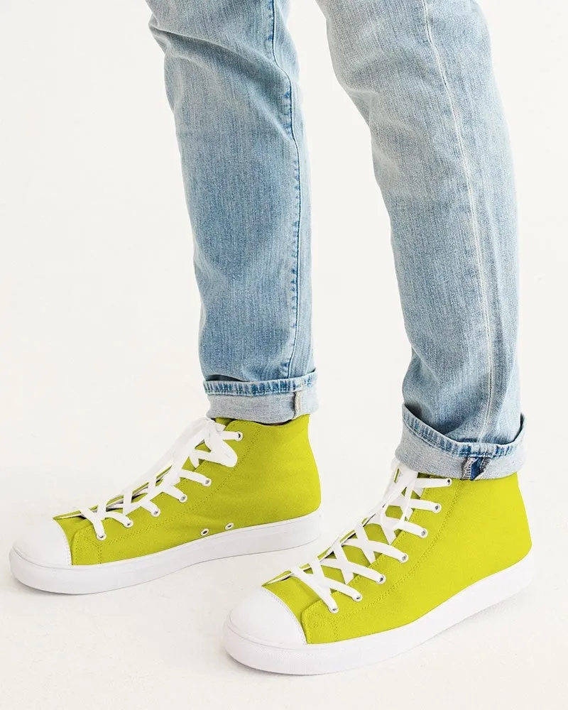 Bright Green Yellow Men's High-top Canvas Sneakers | Men's | Bright Pure Green Yellow | C12M0Y100K0