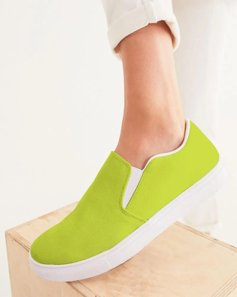 Bright Yellow Warm Green Slip-On Canvas Sneakers | Women's | Bright Pure Yellow Warm Green | C25M0Y100K0