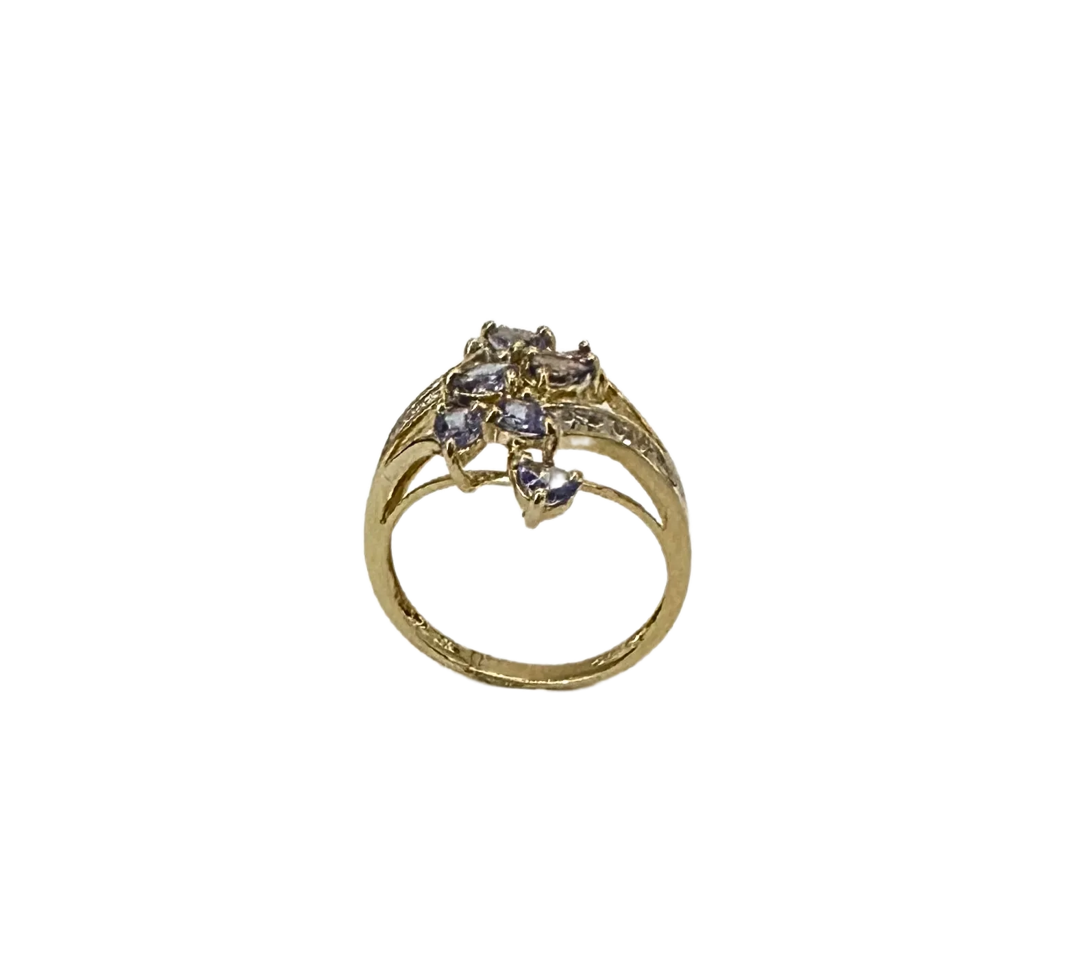 Cathedral Set Tanzanite and Diamond Ring