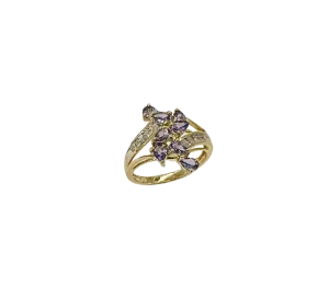 Cathedral Set Tanzanite and Diamond Ring