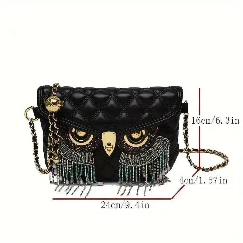 Chic Owl-Shaped Quilted Crossbody Bag