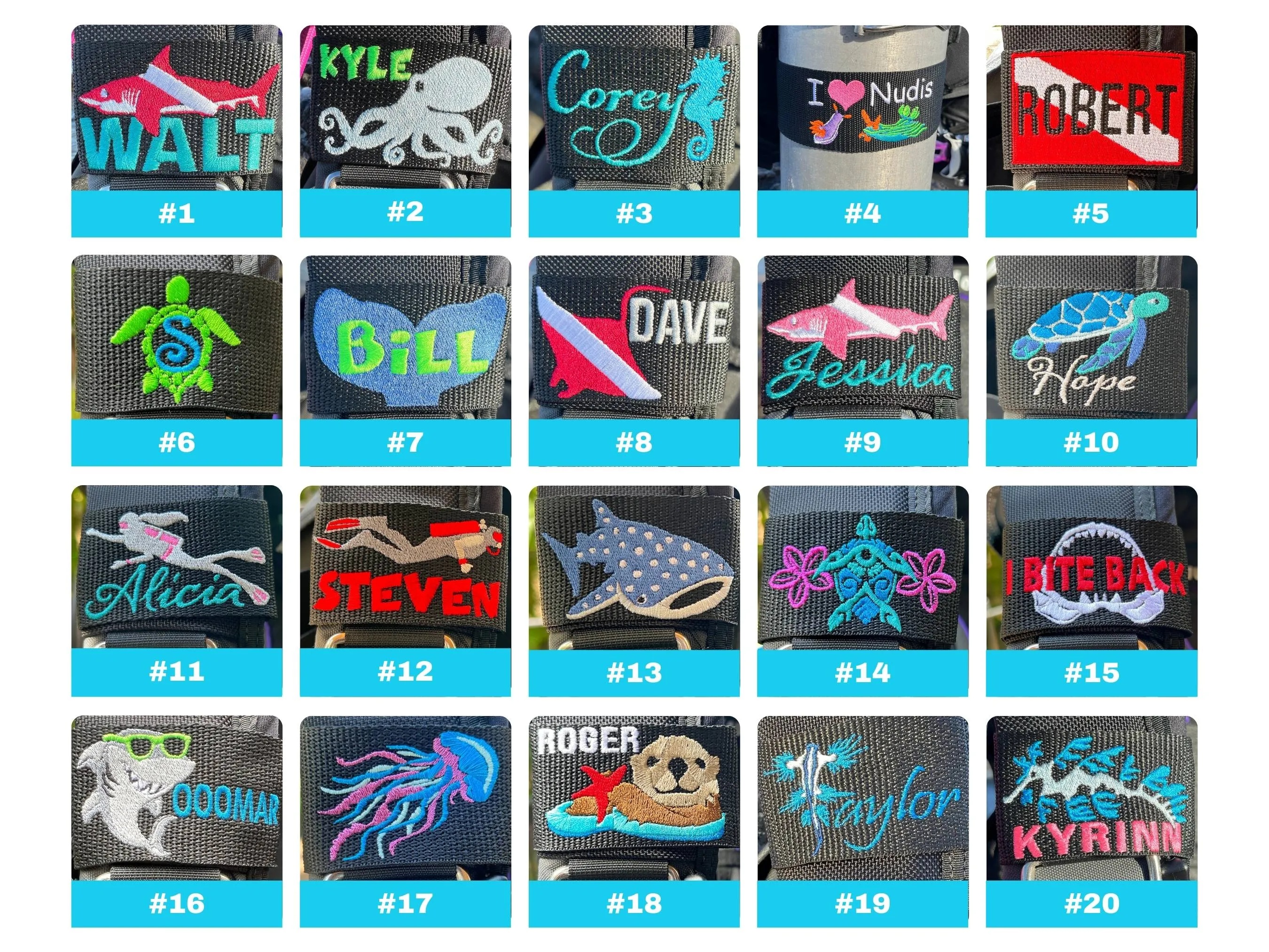 Choose any Design on our Site Personalized Scuba Tank Band