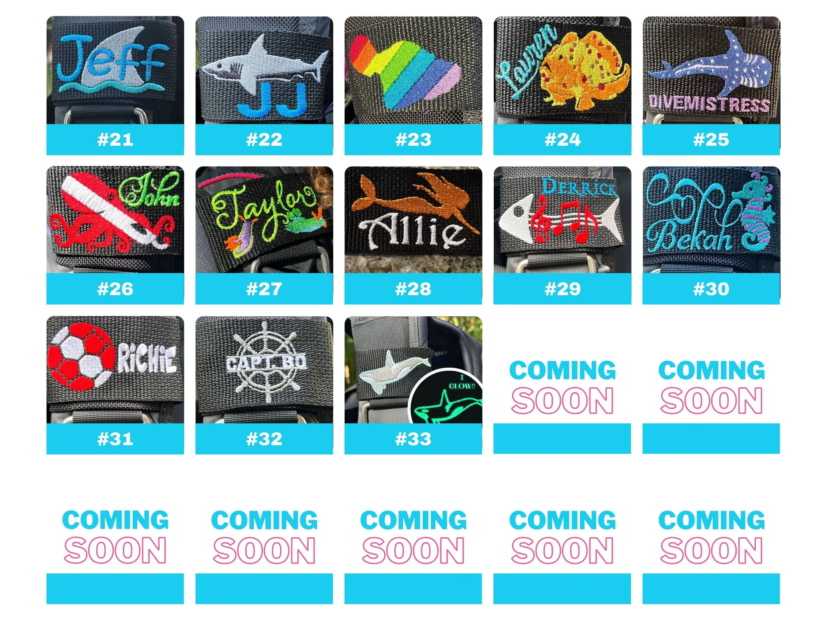 Choose any Design on our Site Personalized Scuba Tank Band