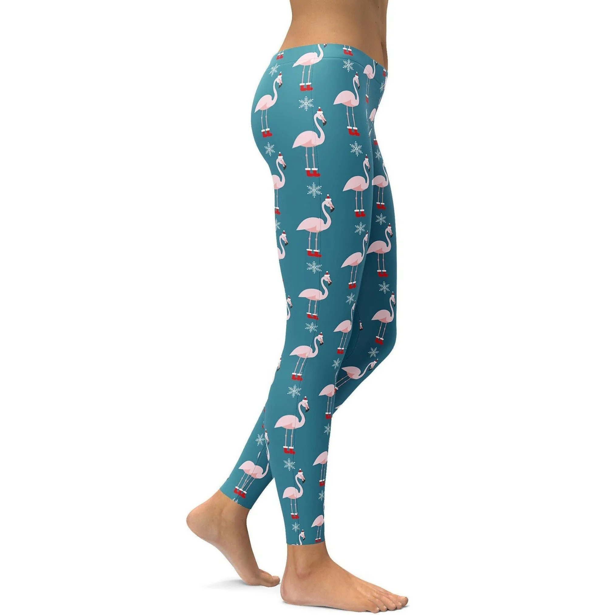 Christmas Flamingo Patterned Leggings