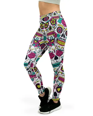 Colorful Sugar Skull Yoga Pants