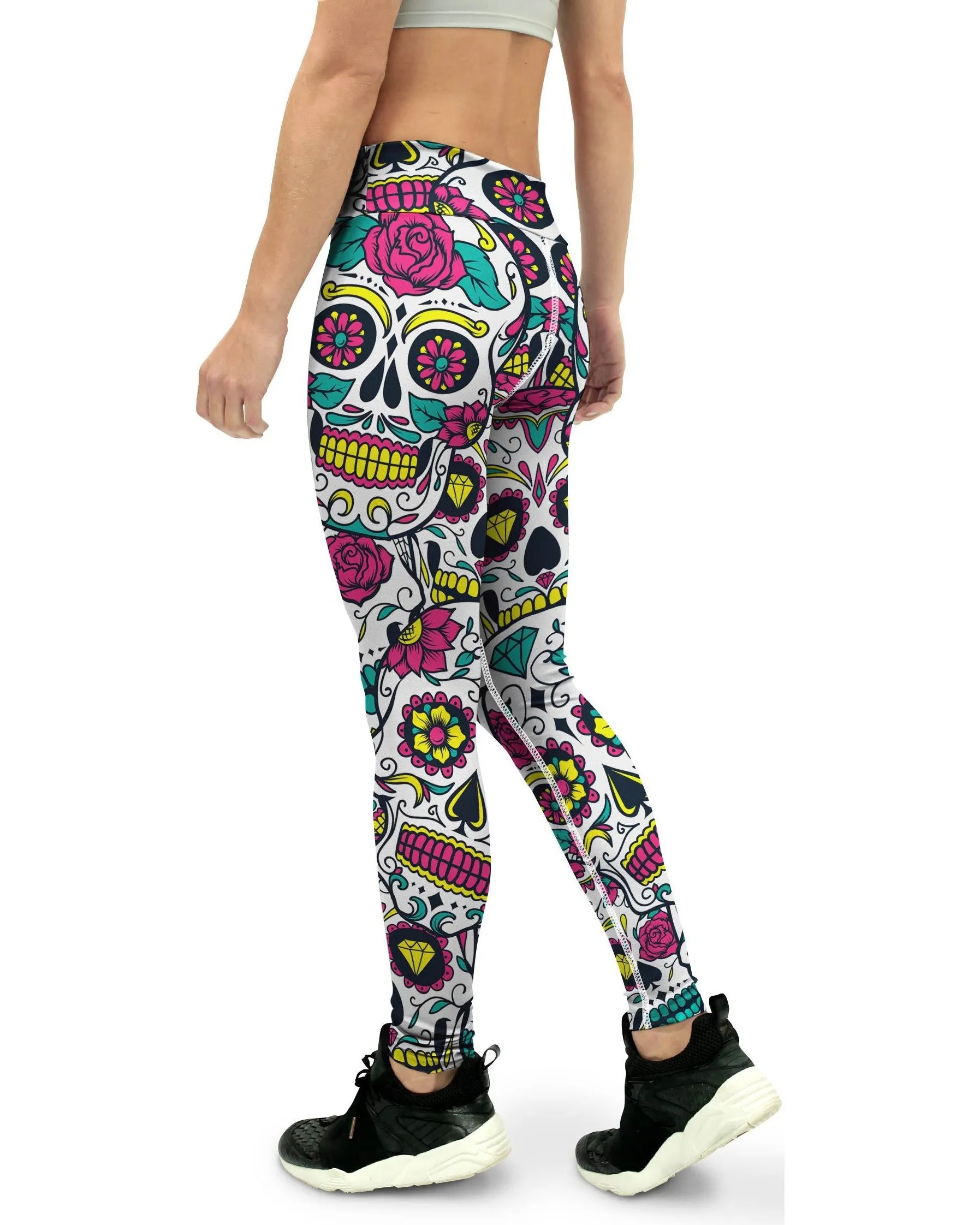 Colorful Sugar Skull Yoga Pants