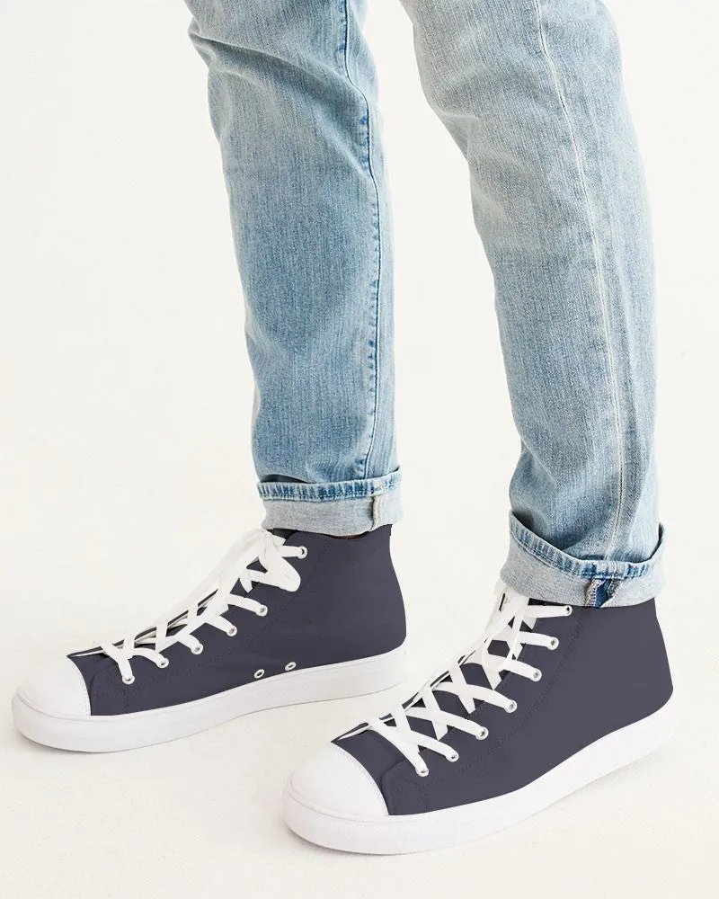 Dark Blue Gray Men's High-top Canvas Sneakers | Men's | Dark Pale Pastel Blue Gray | C30M30Y0K80