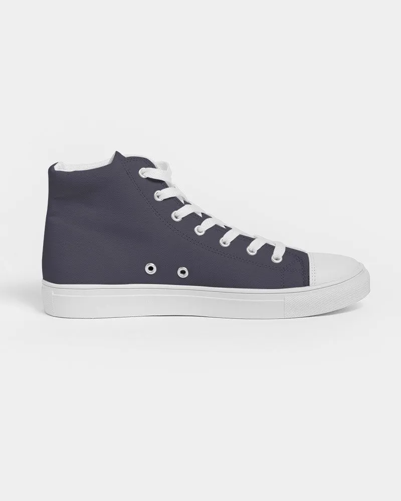 Dark Blue Gray Men's High-top Canvas Sneakers | Men's | Dark Pale Pastel Blue Gray | C30M30Y0K80