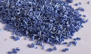 Dark Blue Transparent Luster Bugle / Pipe Beads (Wholesale)