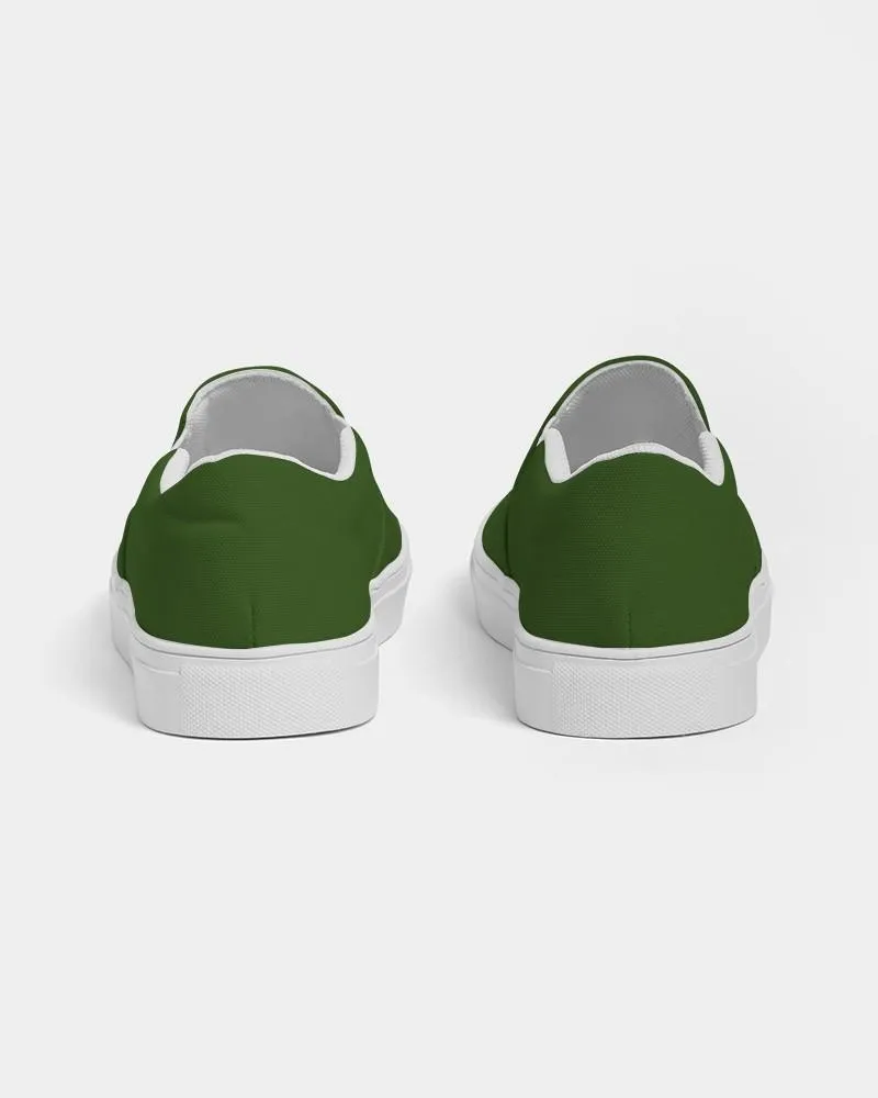 Dark Warm Green Slip-On Canvas Sneakers | Men's | Dark Pure Warm Green | C50M0Y100K80