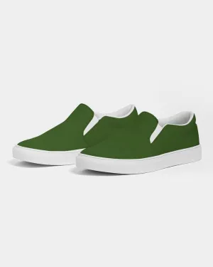 Dark Warm Green Slip-On Canvas Sneakers | Men's | Dark Pure Warm Green | C50M0Y100K80