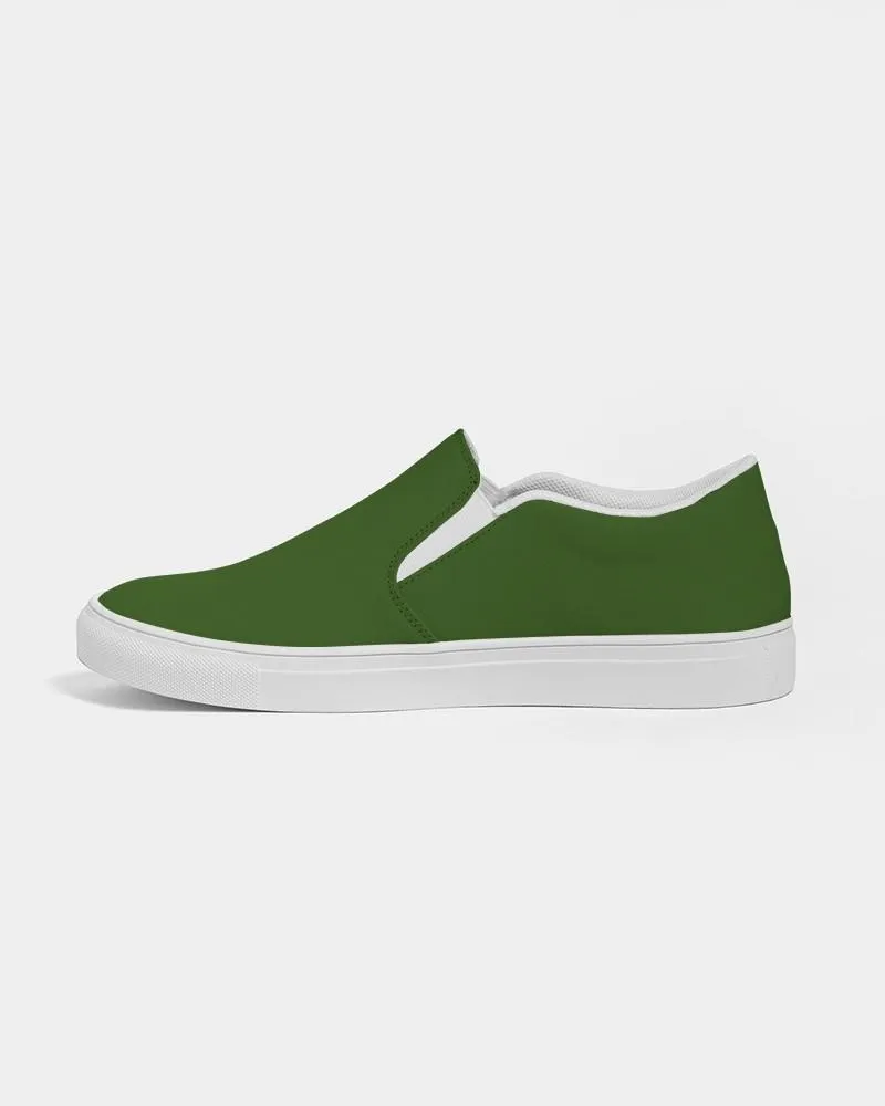 Dark Warm Green Slip-On Canvas Sneakers | Men's | Dark Pure Warm Green | C50M0Y100K80