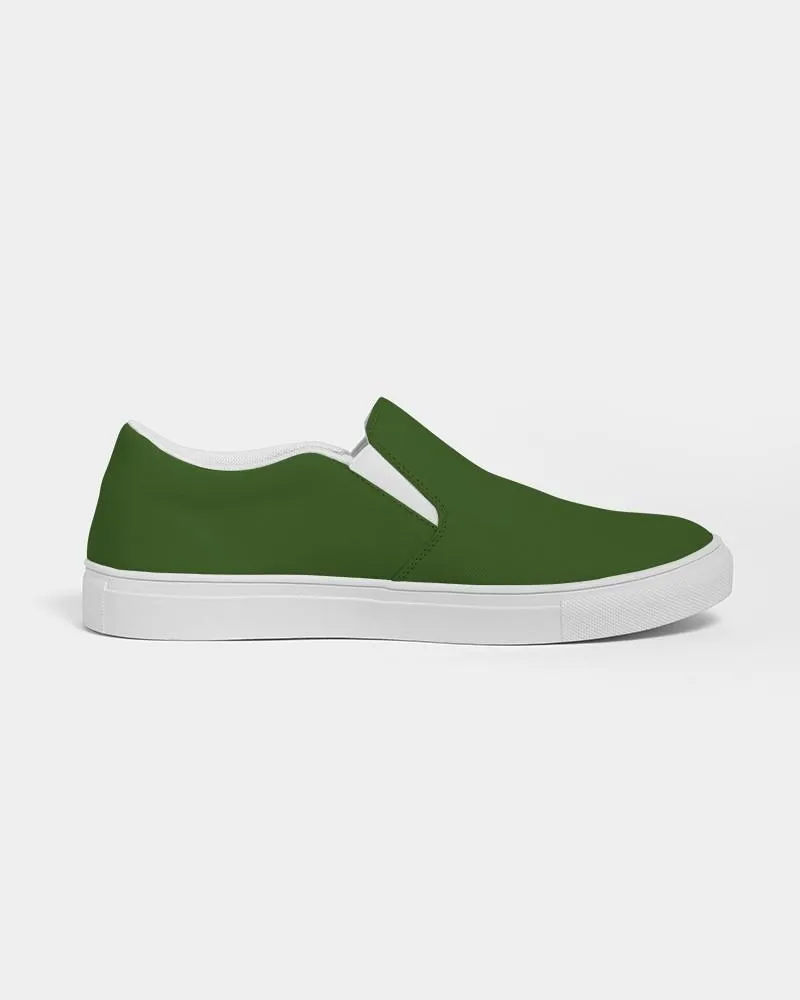 Dark Warm Green Slip-On Canvas Sneakers | Men's | Dark Pure Warm Green | C50M0Y100K80