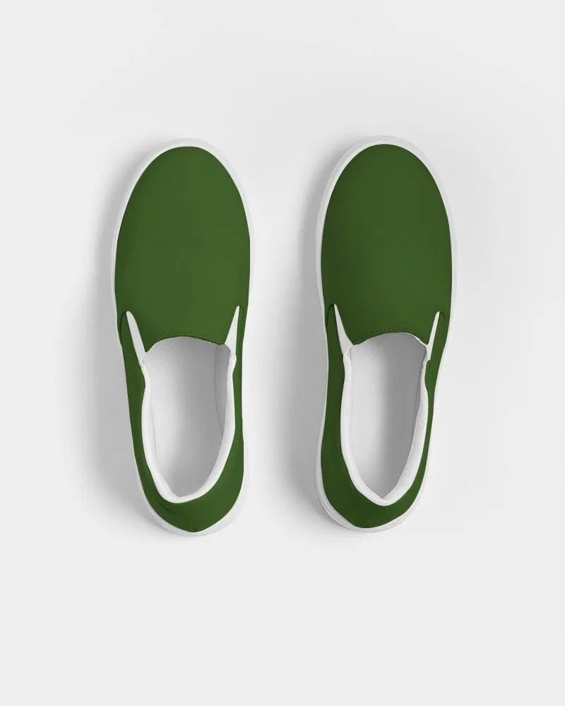 Dark Warm Green Slip-On Canvas Sneakers | Men's | Dark Pure Warm Green | C50M0Y100K80