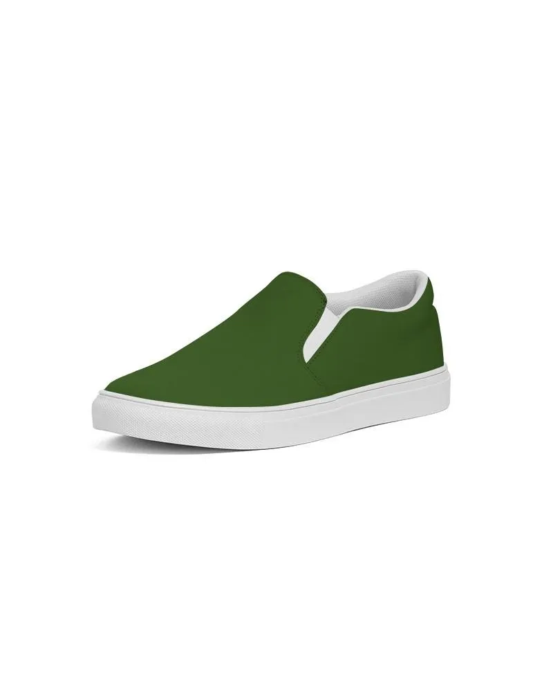 Dark Warm Green Slip-On Canvas Sneakers | Men's | Dark Pure Warm Green | C50M0Y100K80